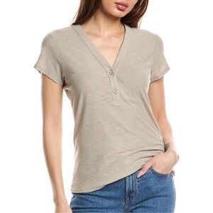 James Perse Standard Short Sleeve Henley Top Taupe Size 0/XS